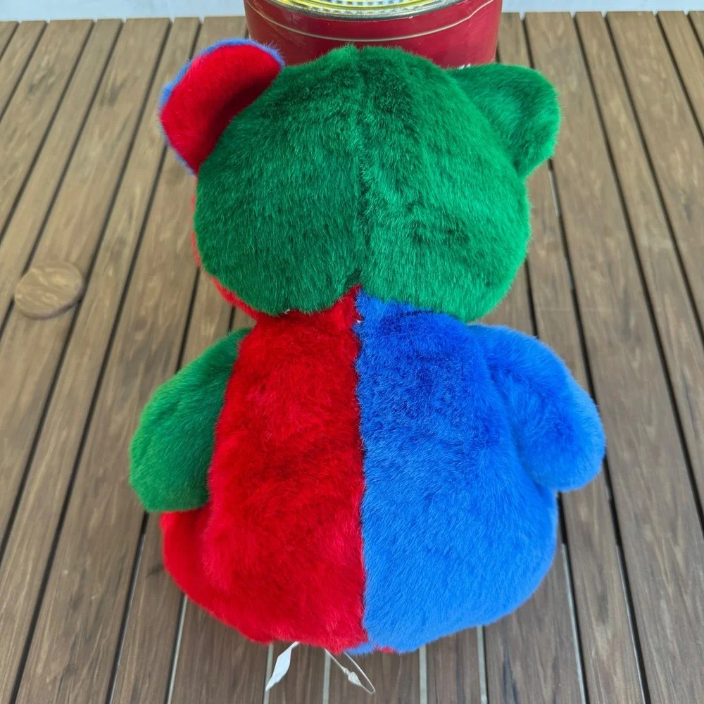 Vintage United Colors of Benetton Color Block Teddy‎ Bear Plush Red Blue Green